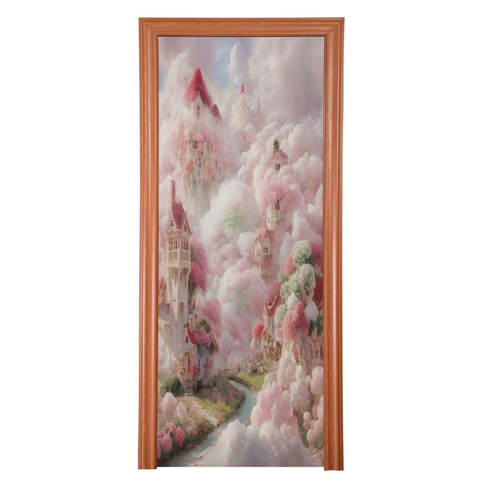 FLildon Romantic Cloud Fairland Door Cover Decoration, Party Accessory Porch Decor for Festive Ornament Room Door Covers 32 x 79 Inch