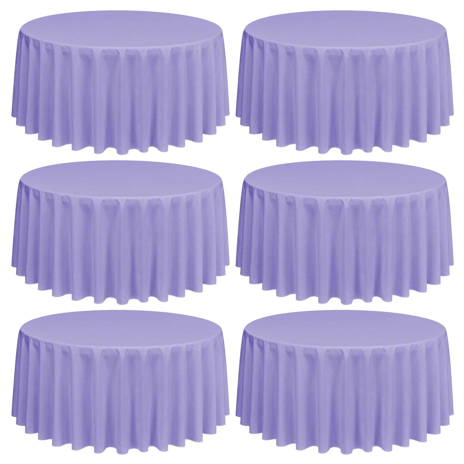 Lumaycens 6 Pack Lavender Round Tablecloths,90 Inch Round Table Cloth Washable and Reusable Stain and Wrinkle Resistant Polyester Fabric for Wedding Party Banquet Camping Restaurant Decoration