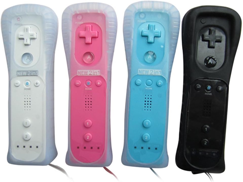 Yueton 2pcs Black and White Replacement Silicone Protective Skin Case Cover for Nintendo Wii Remote Controller (S)