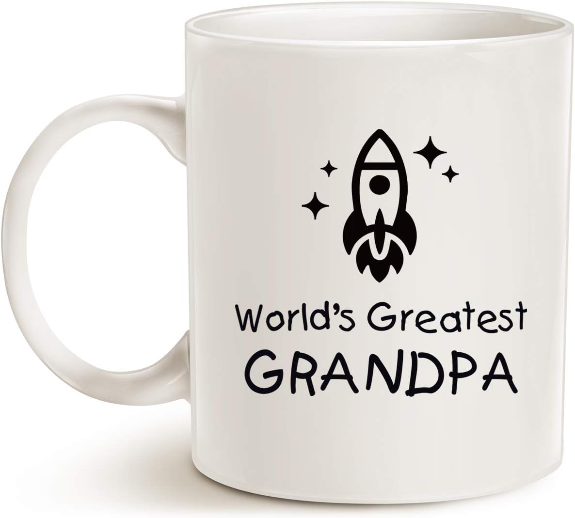 Ceramic Coffee Mug, Worlds Greatest Grandpa Rocket Ship Cup White, 11 Oz, Best Birthday Gifts for Grandpa - Image 2