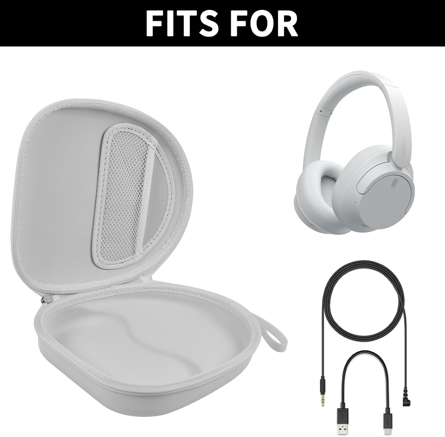 Headphone Case for Sony WH-CH720N WH-CH520 WH-1000XM4 for Soundcore Q20i Q20 Q30 for JBL Tune 720BT 510BT Noise Canceling Headphones, Wireless Headset Travel Bag (Box Only)(White) - Image 2