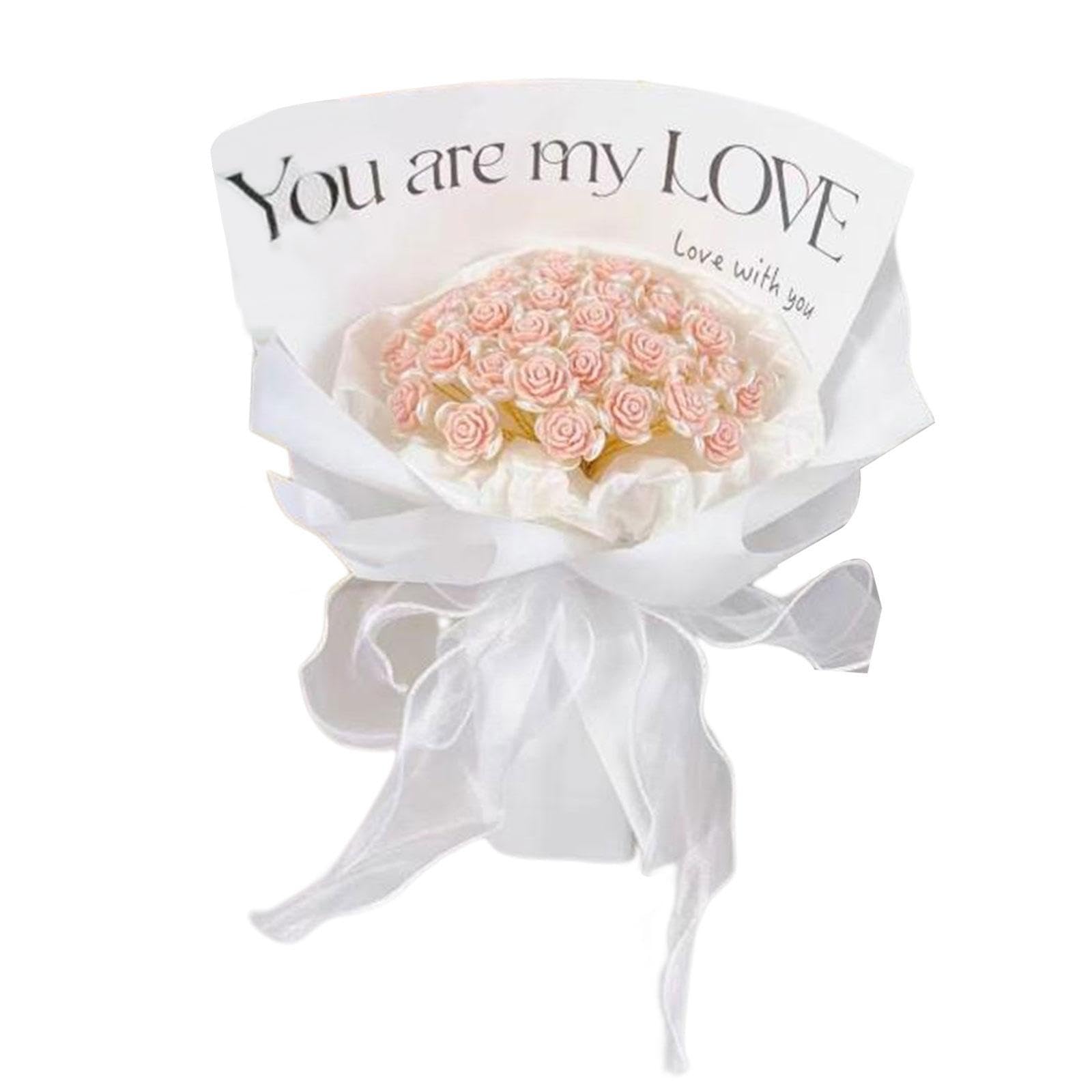 AMSLSIU Or Girlfriend On Birthdays DIY Romantic Handmade Bouquets Kit Craft Beautiful Floral Arrangements At Home Handmade DIY R Flower Bouquet Mother Day, Pink