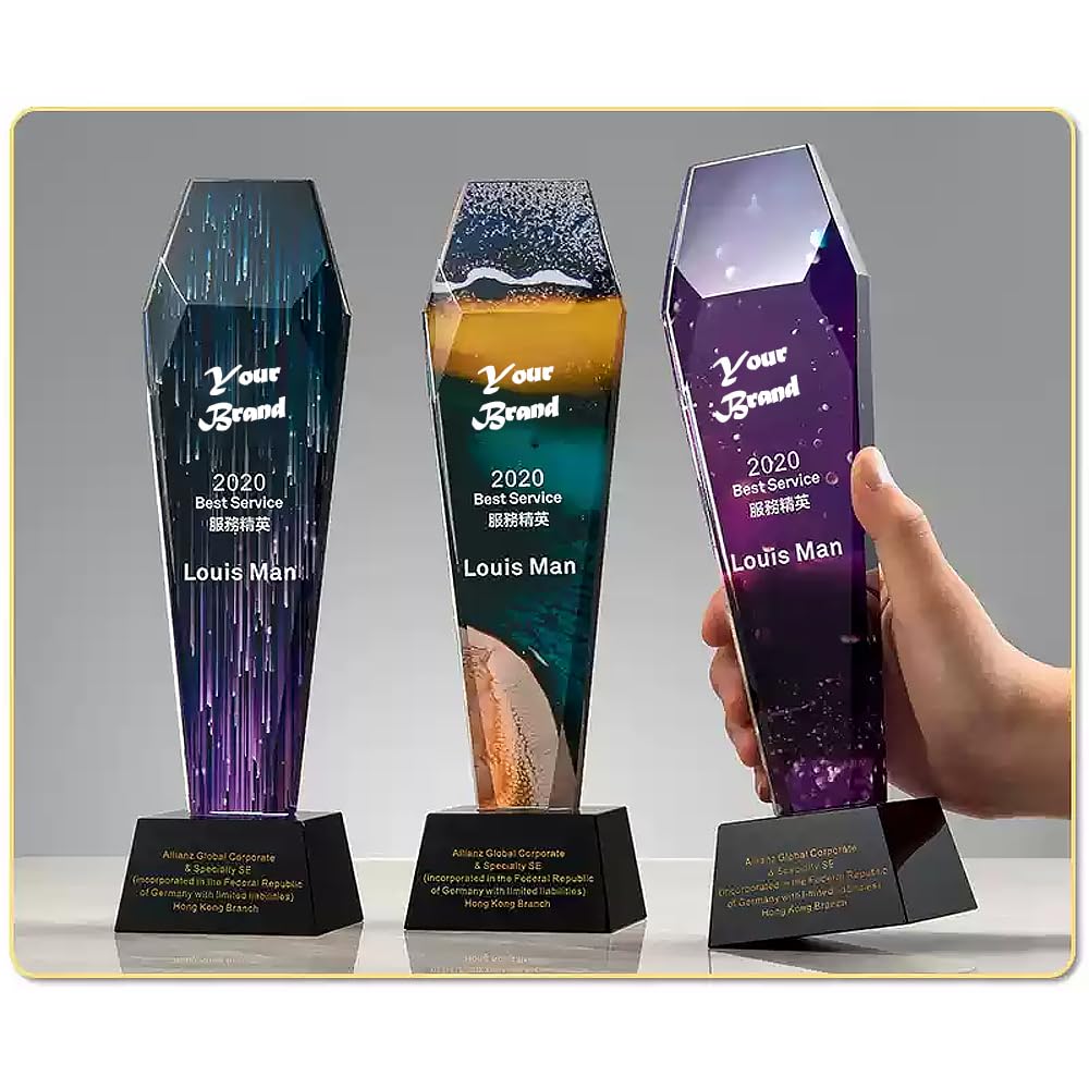 Trofeo de premio de cristal personalizado, medallas distintivas para campeones de competición, subcampeones y tercer lugar, reconocimiento honorífico
