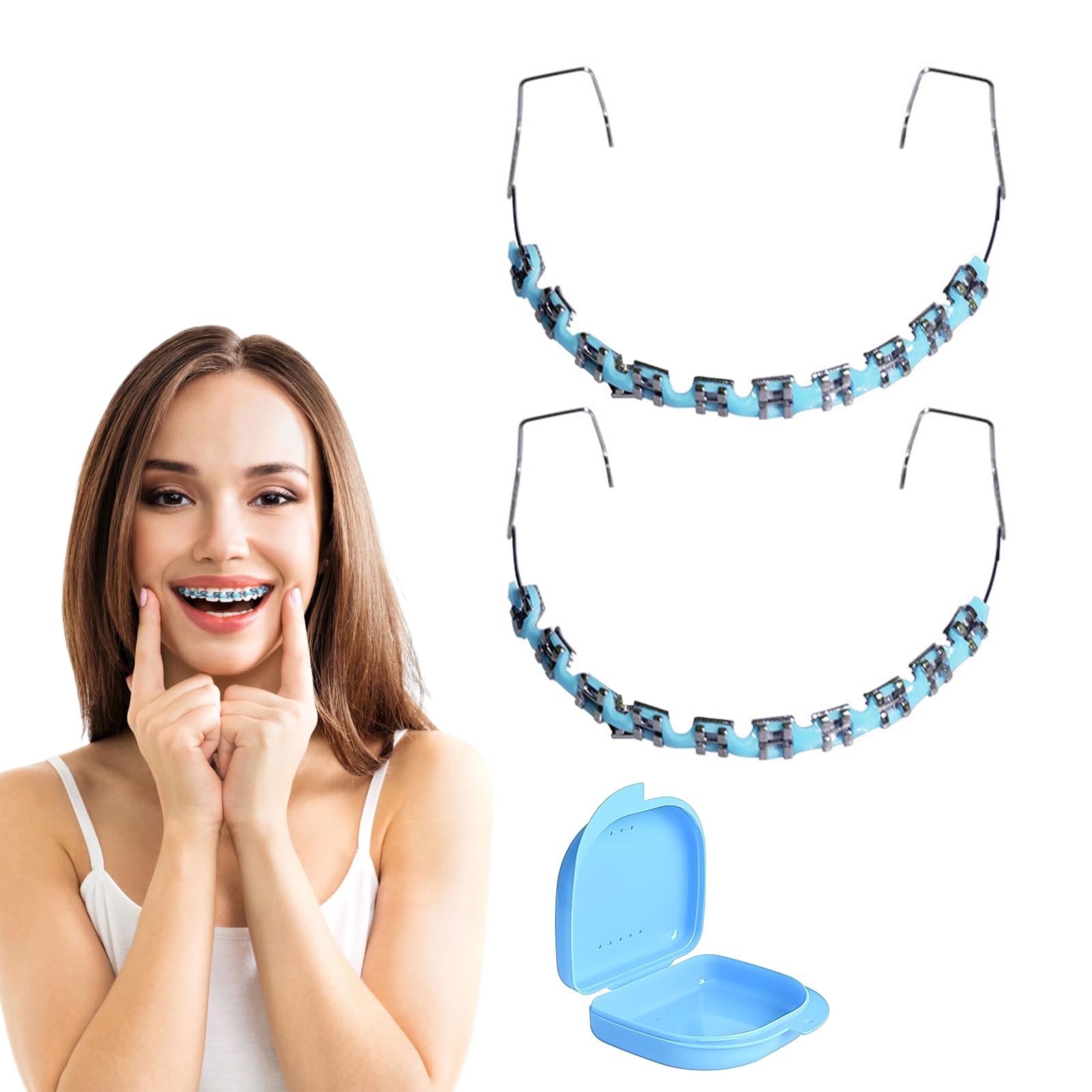 Dental Fake Braces for Teeth with Storage Case, 2 Orthodontic Wire Braces