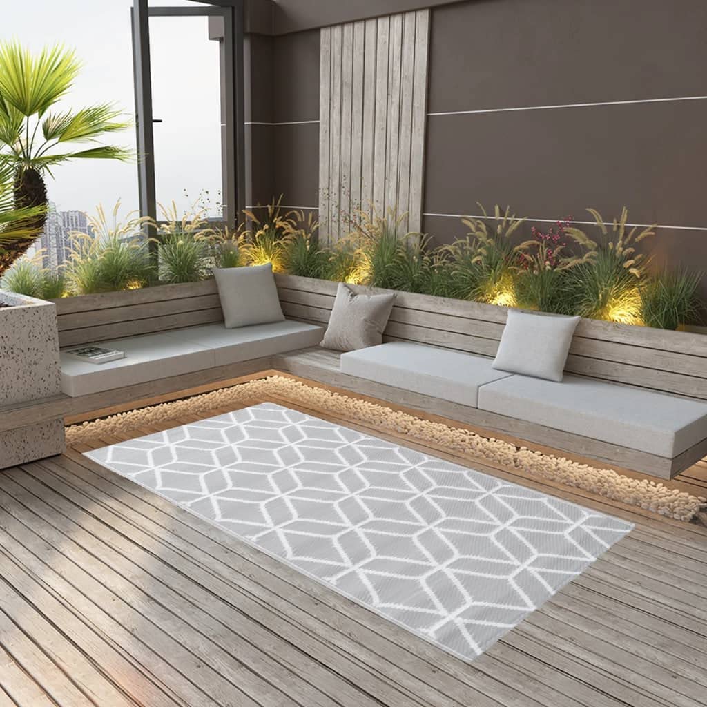 vidaXL Tapis d'Extérieur Tapis d'Entrée Tapis Décoratif Salon Salle de Séjour Balcon Patio Terrasse Maison Intérieur Gris 80x150 cm PP