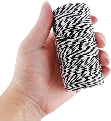 Vista 25 de Guita de regalo roja y blanca cuerda de vacaciones 328 pies de algodón panaderos cordel de artesanía de Navidad cuerda de embalaje duradera Rojo