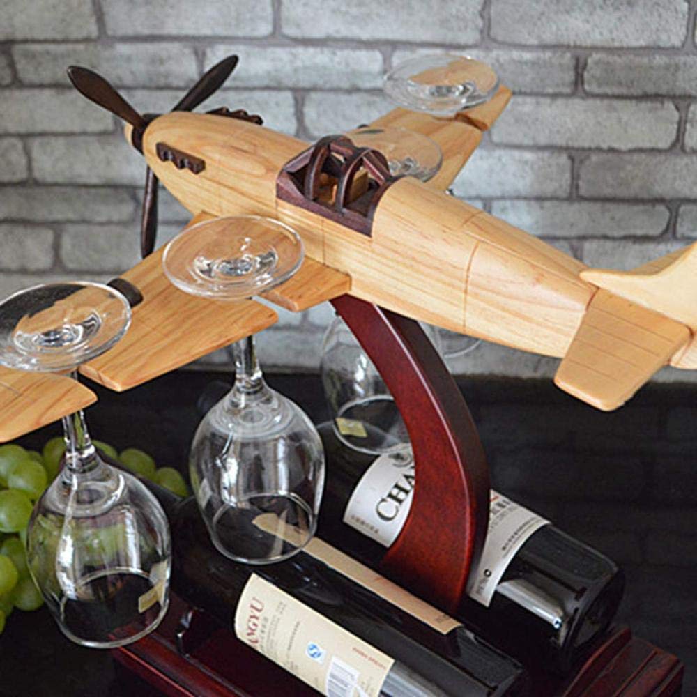 Helikopter, kieliszek do wina i uchwyt na butelkę, pistolet samolotowy, karafka do whisky, zestaw z 4 szklankami, mahoń, uchwyt na stół, antyczny design,