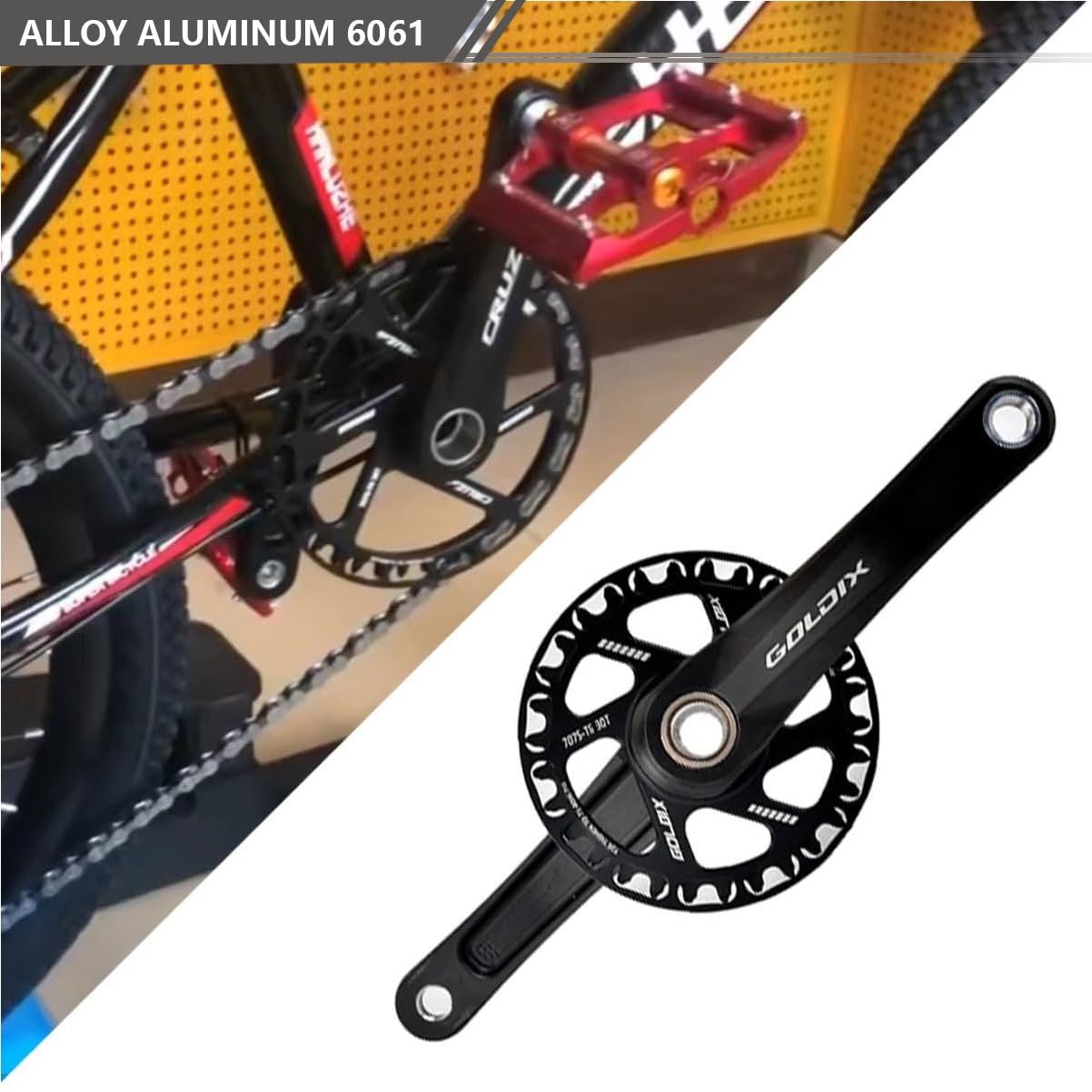 110/127/140/150/155/160mm Bracci Pedivella Integrati Cavi per Bicicletta Pieghevole per Bambini Corona 28/30/32/34/36T Guarnitura in Lega di Alluminio per 7-12 velocità(36T-140mm)