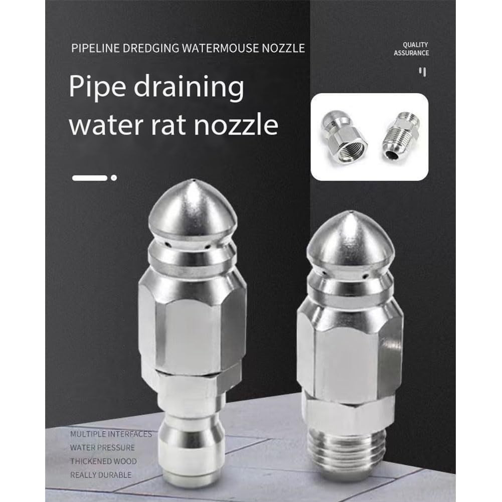 Ugelli per idropulitrici, ugelli a innesto rapido, Ugello for pulizia scarichi fognario ad alta pressione in acciaio inossidabile, 1/2/5 pezzi(1 Hole in Front/3 Holes in Back M14mm,5pcs)