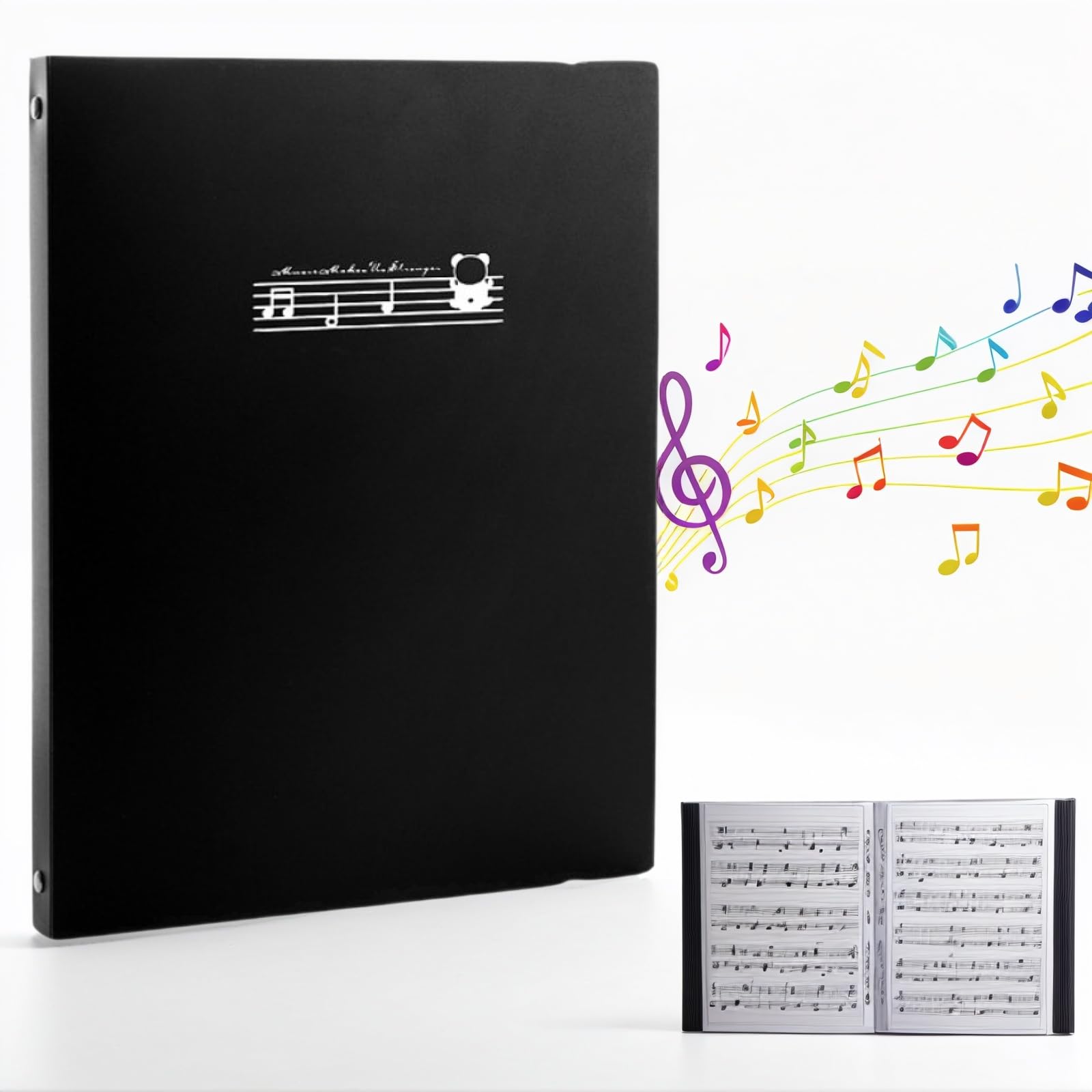 A4 Cartelle Portaspartiti, Raccoglitore Porta Spartiti Musical, Borsa Porta Documenti Musicale, 20 Tasche/40 Pagine, Raccoglitore A4 per Spartiti Per Chitarra, Violino, Concerto (Nero)