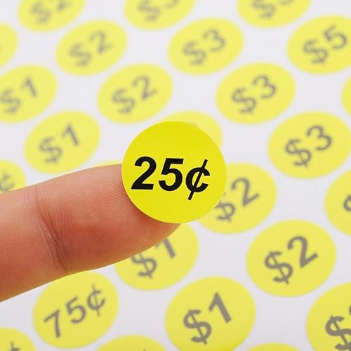 Miniatura 2 de ONUPGO Etiquetas de venta de garaje de 34 pulgadas, etiquetas redondas preimpresas de precios, etiquetas de precios extraíbles, neón brillante,