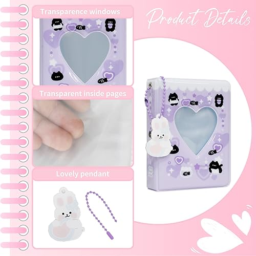 Miniatura 5 de Carpeta para tarjetas fotográficas de 3 pulgadas, álbum Kpop Kpop, soporte para tarjetas fotográficas, mini álbum de fotos Kpop con colgante para