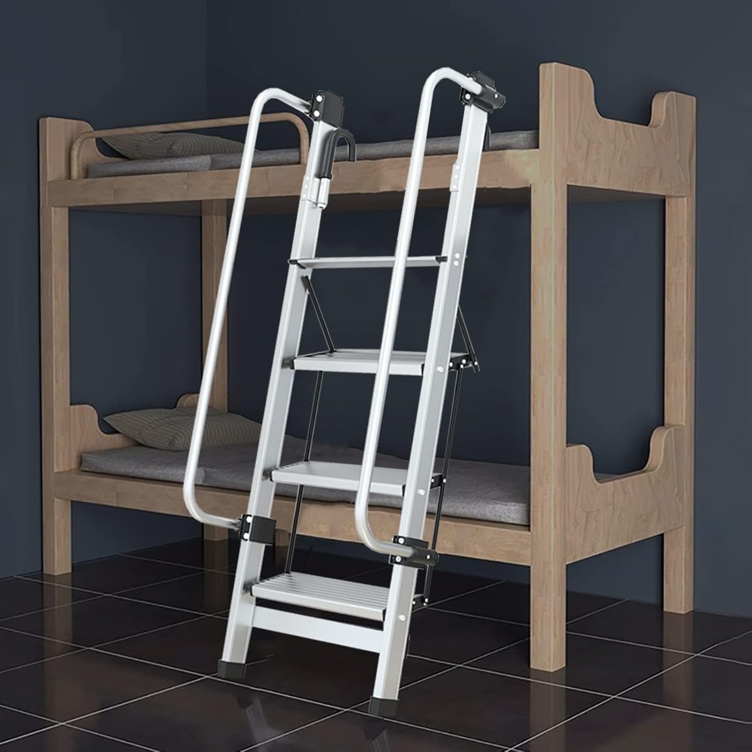 5ft Aluminum Bunk Bed Ladder, Universal 4 Step Ladder with Adjustable