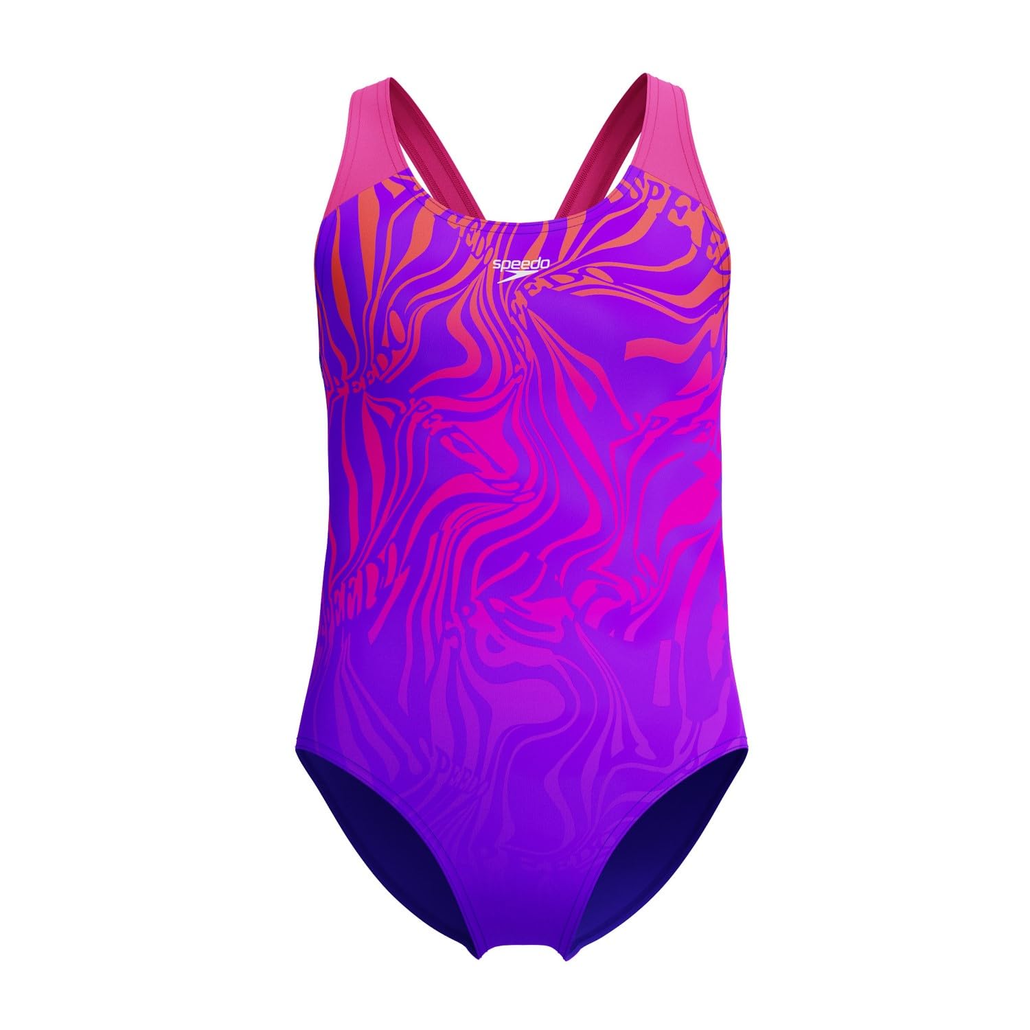 Speedo Girls Digital Placement Splashback Swimsuit Swimming Costume Blue Purple Size 13-14 Years