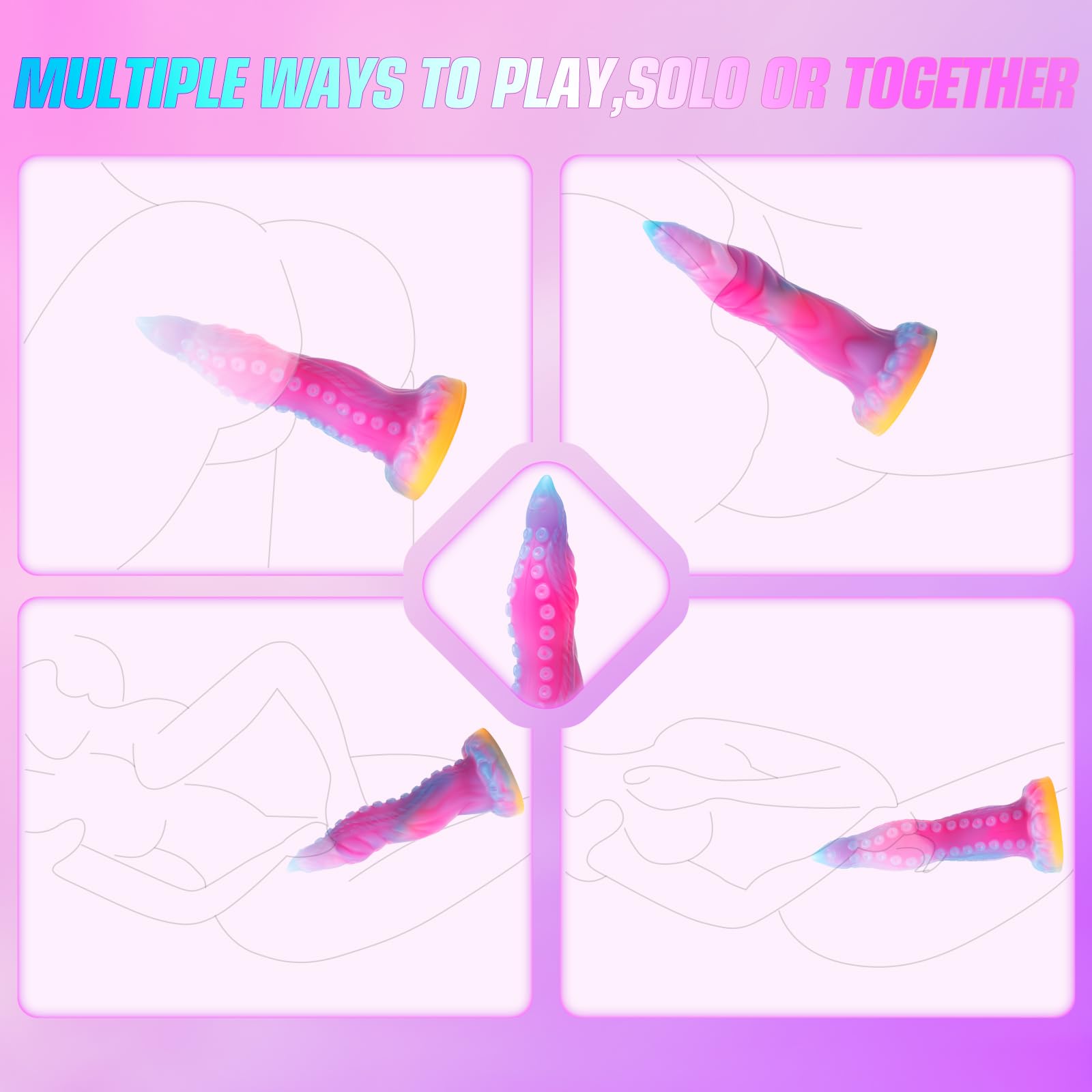 Monster Dildo Small Tentacle Dildo, 6.7 inch Anal Dildo Beginner Silicone Dildo with Luminous Pink, Strap On Dildo Realistic Dildos, Anal Plug G spot Adult Sex Toy for Men Women and Couples