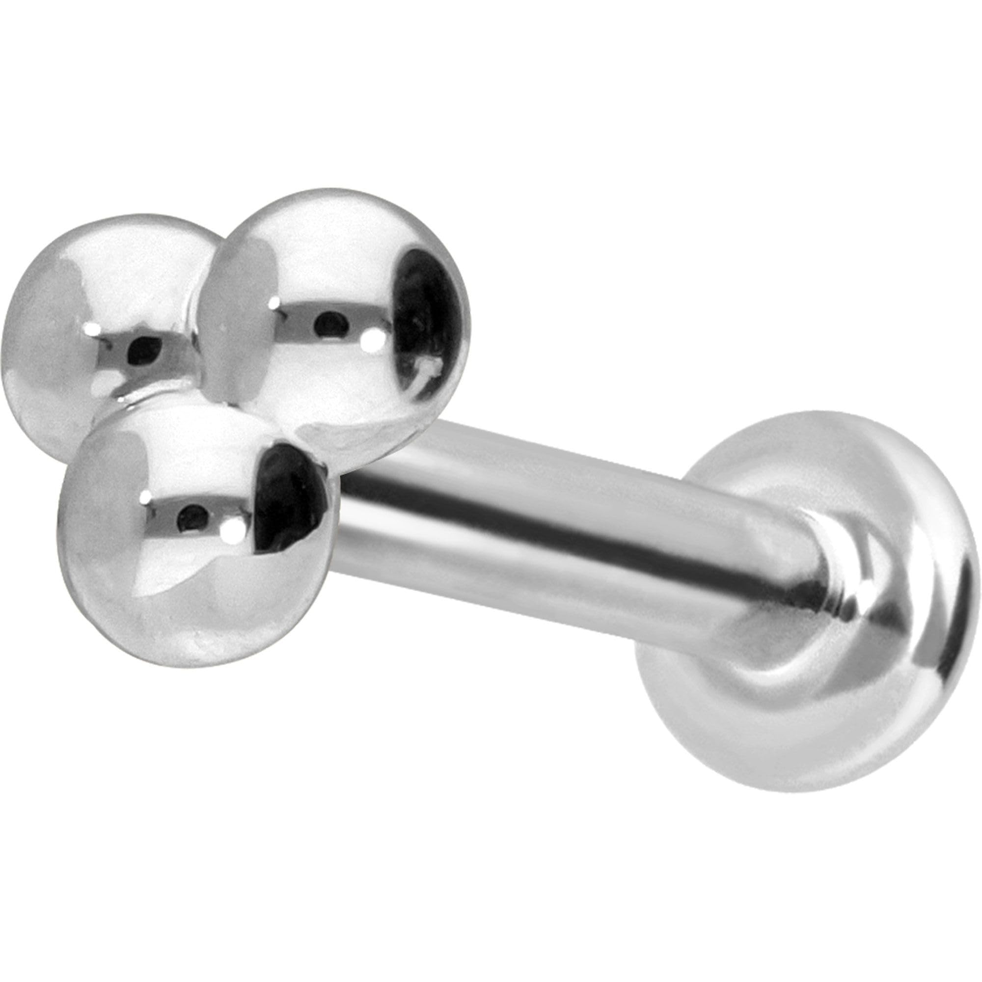 PIERCINGLINE Piercing Stecker 14 Gold Labret mit Push Fit 3 KUGELN 585er Gold - Roségoldfarben, Goldfarben, Silberfarben