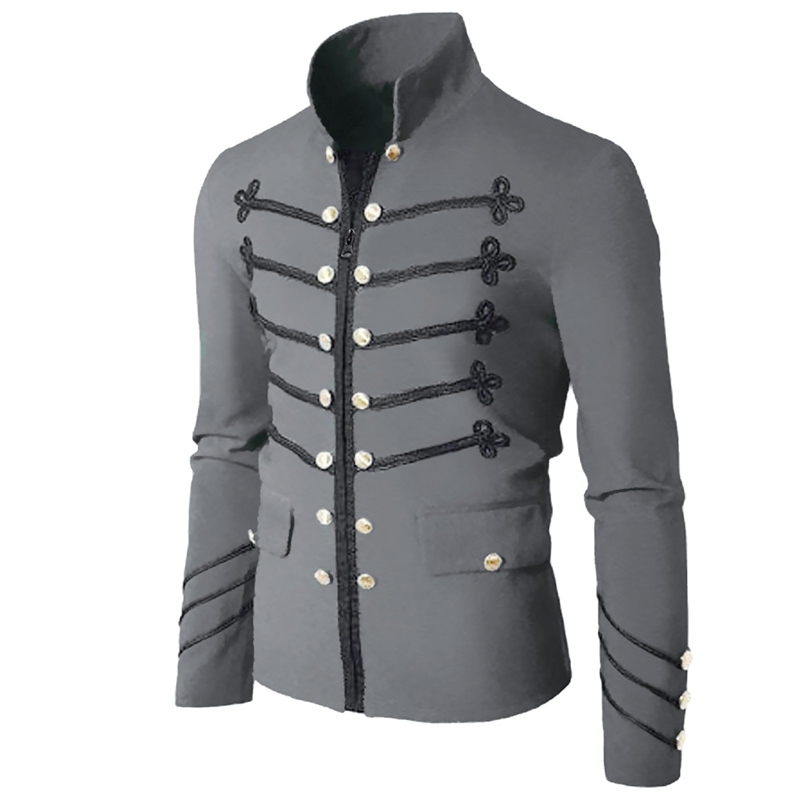 Steampunk Coat Men's Military Jacket - Victorian Hussar Uniform with Gold Buttons, Vintage Drummer Parade Coat, Renaissance Court Cosplay Costume for Halloween โ image 1