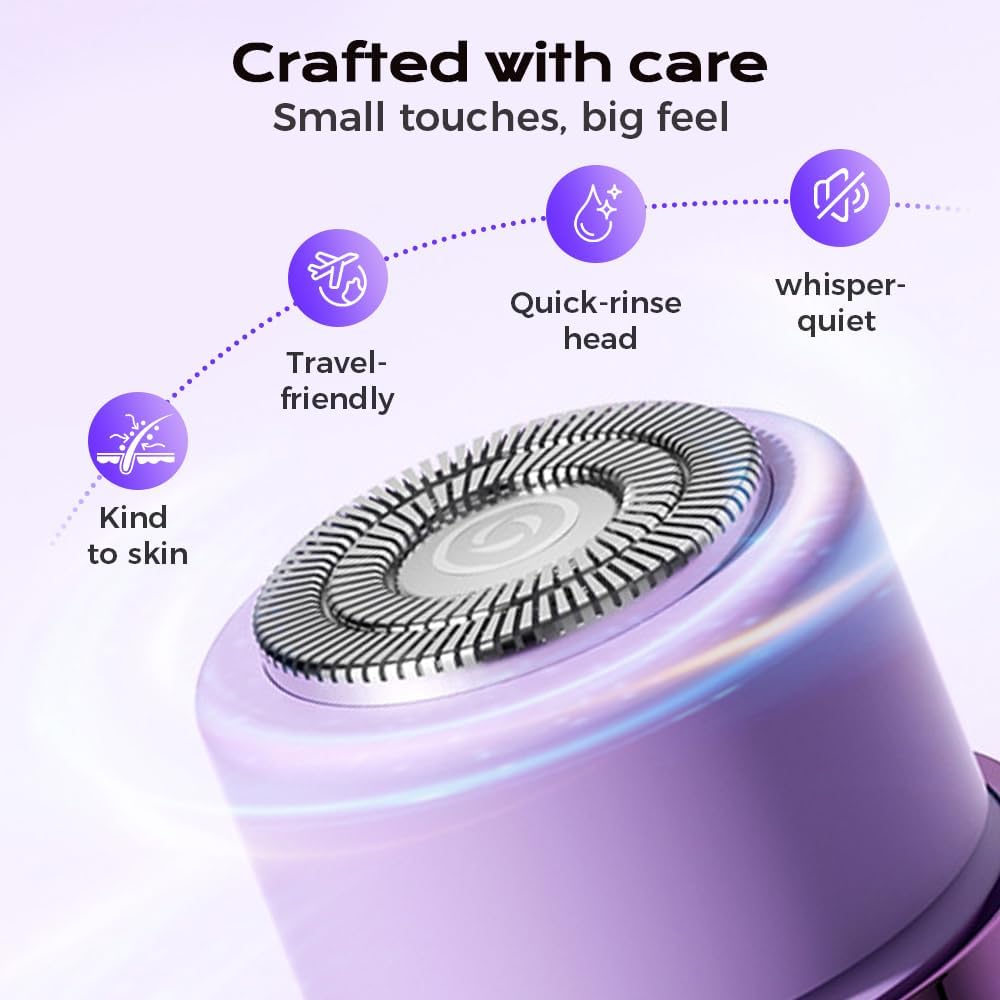 Bikini Trimmer for Women, Painless Waterproof Electric Foil Shaver Razors for Facial Leg Body Armpit, IPX7 Waterproof & Easy Cleaning, Ceramic Blade, 120 Min Cordless Runtime (Purple)