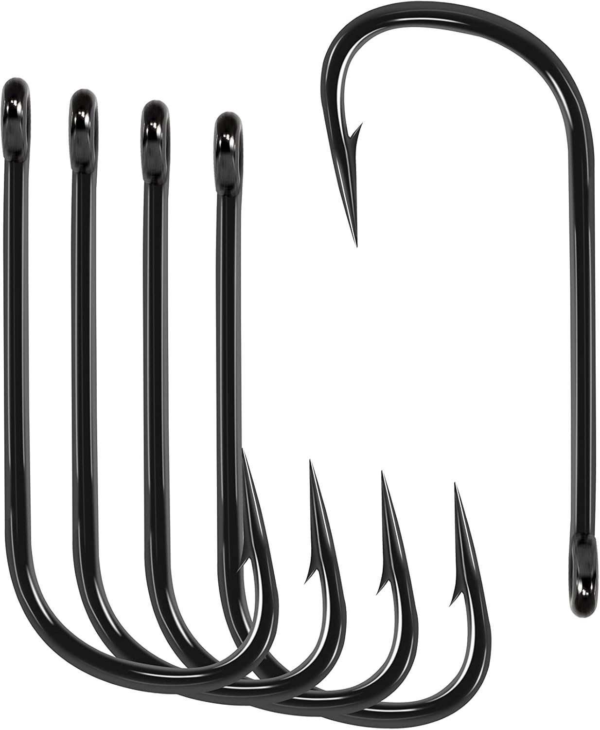 BLUEWING 5X Strong Long Shank Ballyhoo Hooks Fishing 5pcs Heavy Duty Needle Point High Carbon Steel Extra Sharp for Freshwater Saltwater Fish 9/0