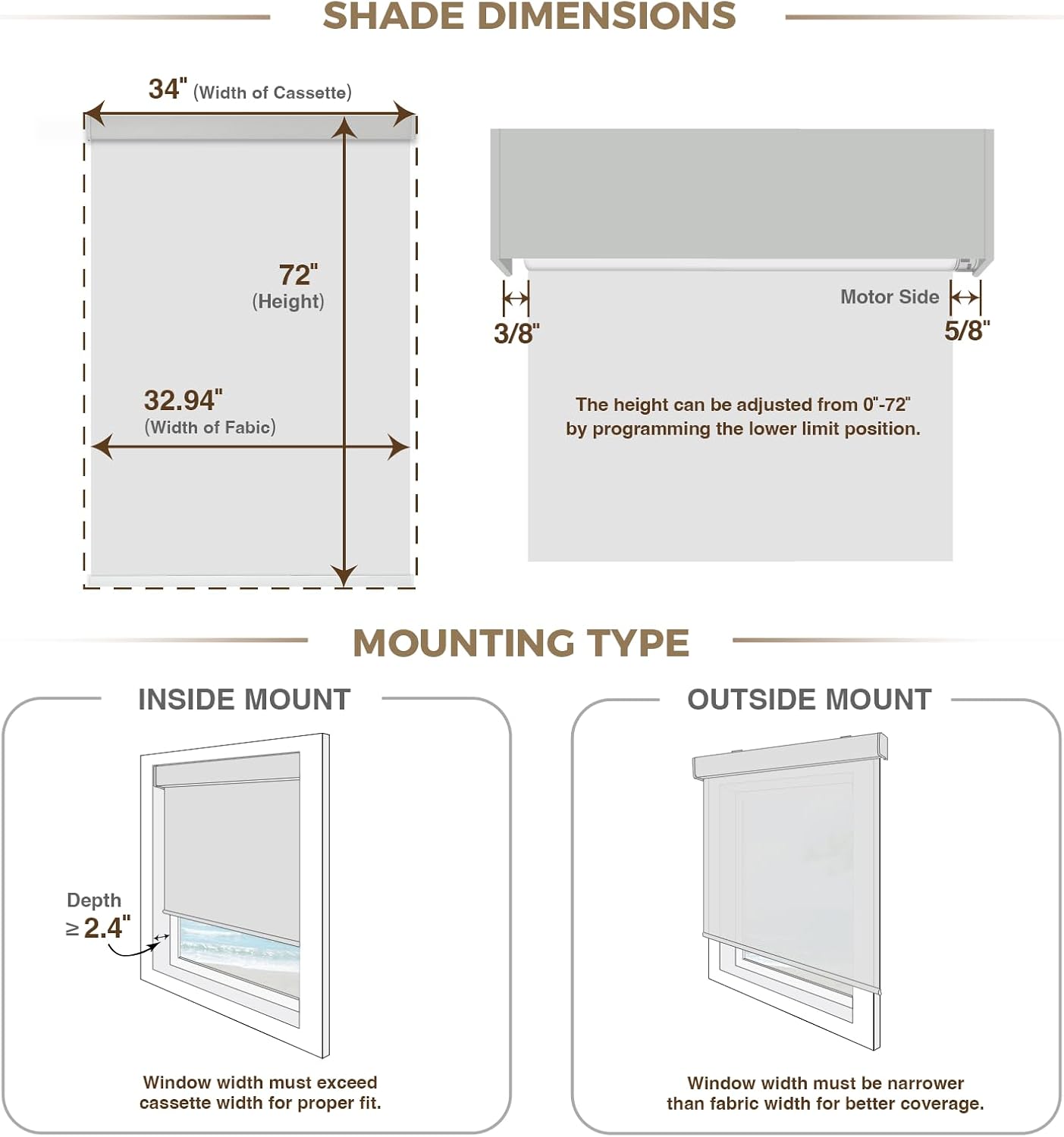 HeyBlinds Blackout Motorized Smart Blinds with Remote, Automatic Electric Shades for Windows (Moon Bay- White BO, 34" W x 72" H) 7 61L55mRViSL. AC SL1500