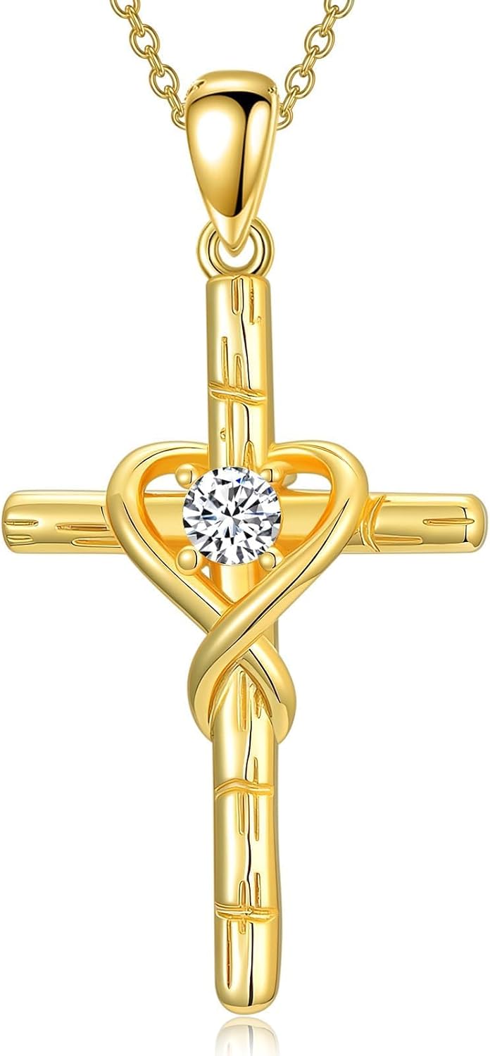 18K Gold Cross Pendant for Women Gold Cross Necklace 18K Gold Jewelry Religious Gift