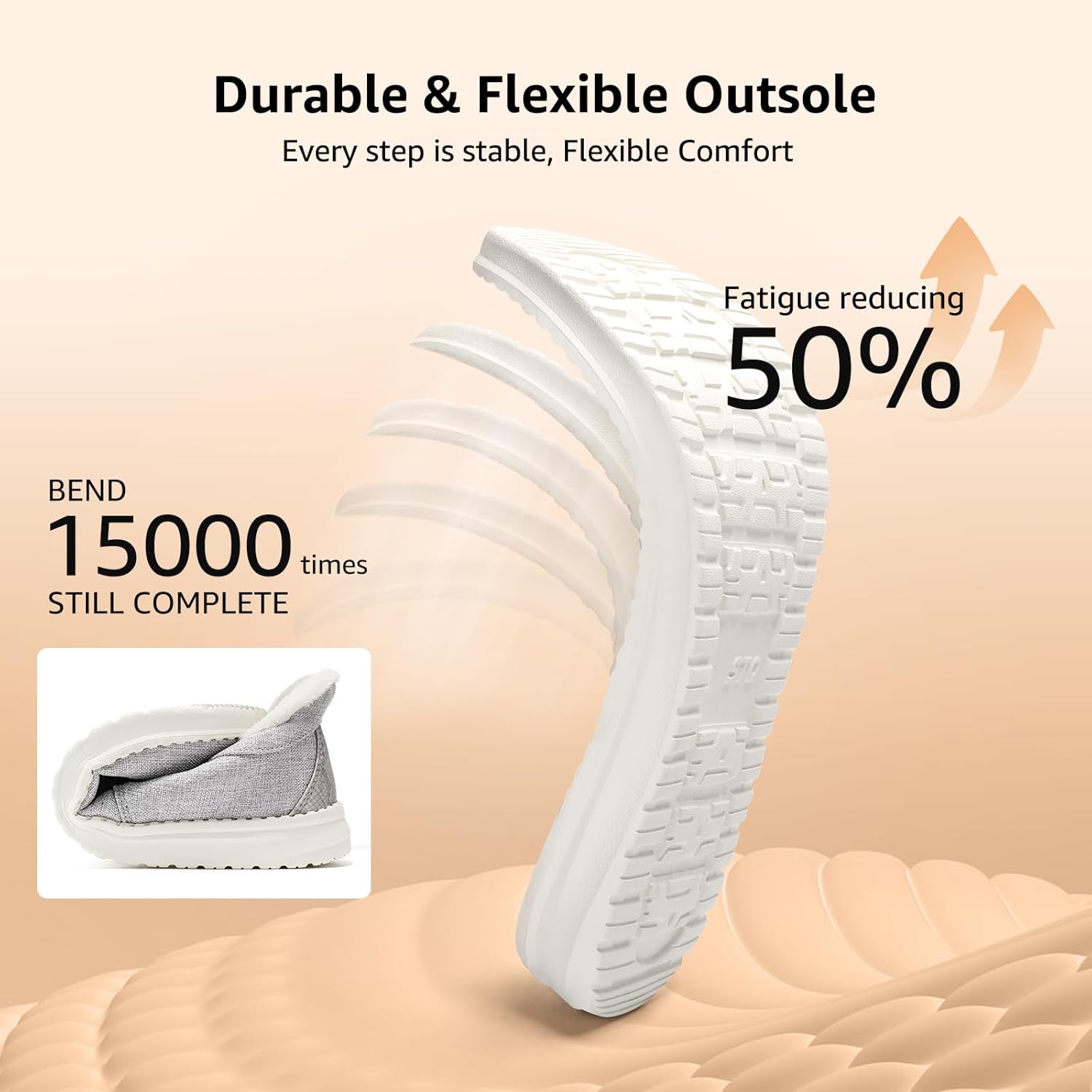 STQ Slip On Shoes Women Loafers Orthopedic Fur Lined Warm Winter Canvas Boat Shoes Plantar Fasciitis Relief Maternity Pregancy Walking Sneakers for Travel - Image 7