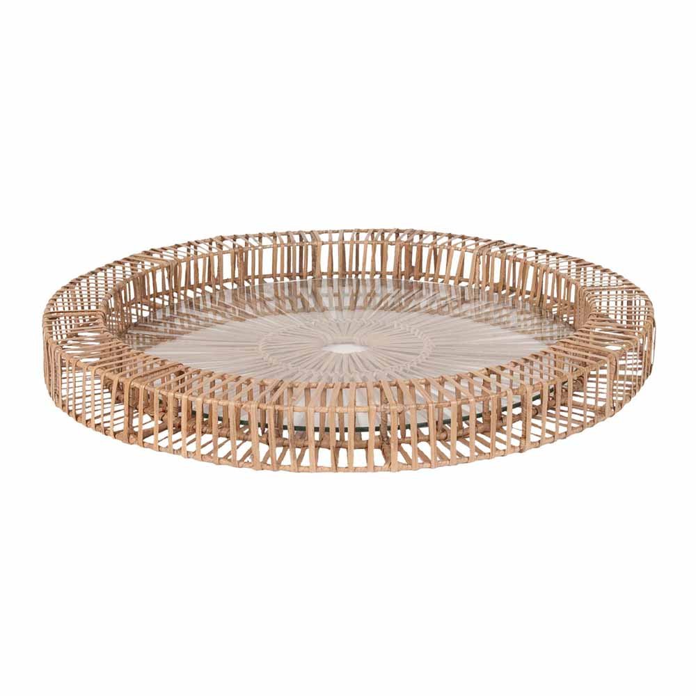 Gilded Barn Split Rattan Spoke Tray, Large