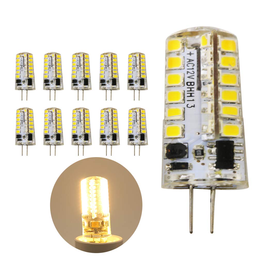 10 Pcs G4 4W LED Bulb (320LM, Equivalent to 40W), 48 SMD 2835 LED Energy Saving Replacement Lamp, AC/DC 12V, Warm White 3000K Light Bulbs