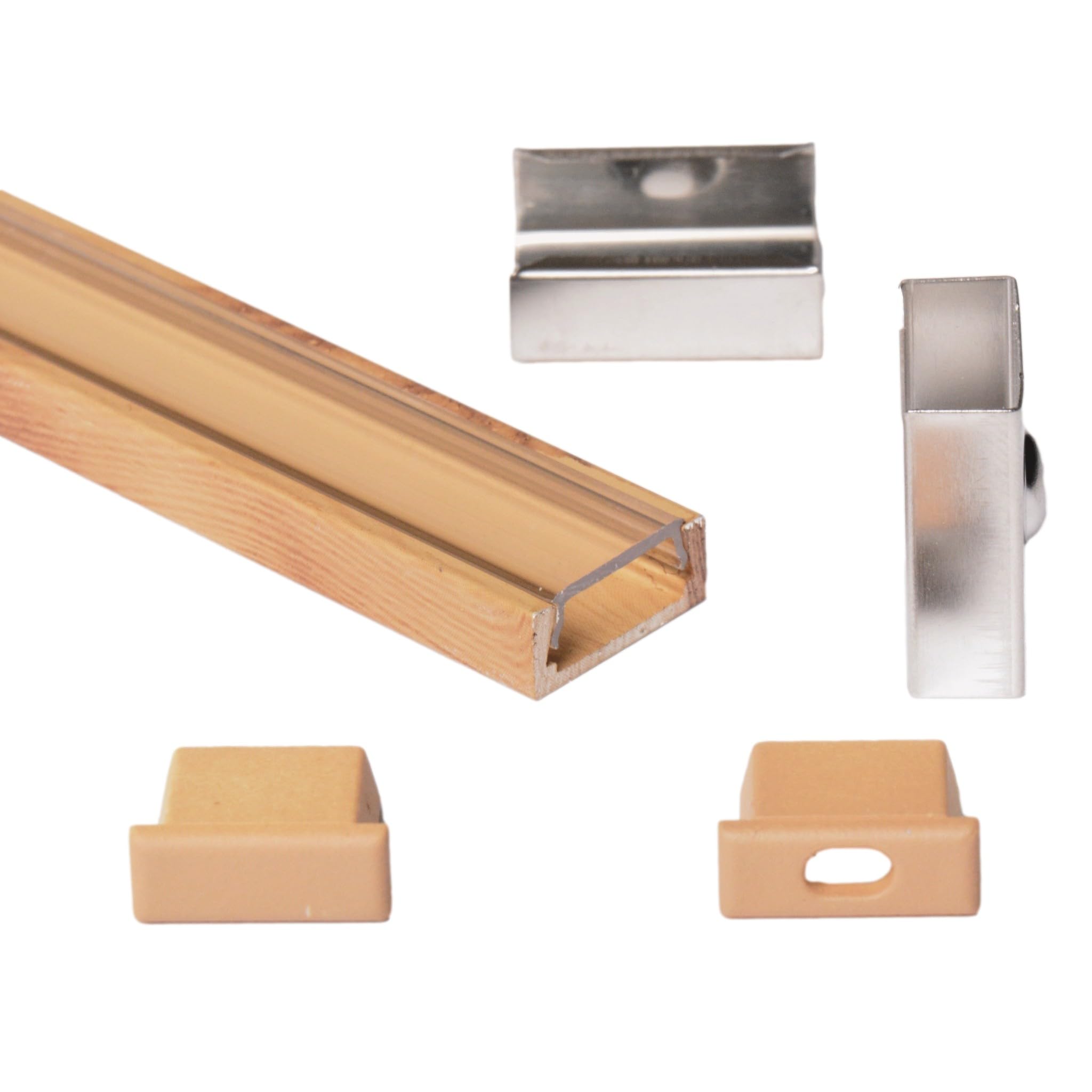 AFTERTECH 1 x 2 metros 1506LE 15x6 mm Perfil de aluminio para tiras LED, barra rígida de 2 m, color madera – Cubicature Hydro Dipping efecto madera + tapa transparente (1 x 2 metros 1506LE