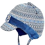 fiebig - Baby Jungen Schildmütze mit Bund Strickmütze gefüttert, blau, Größe 47