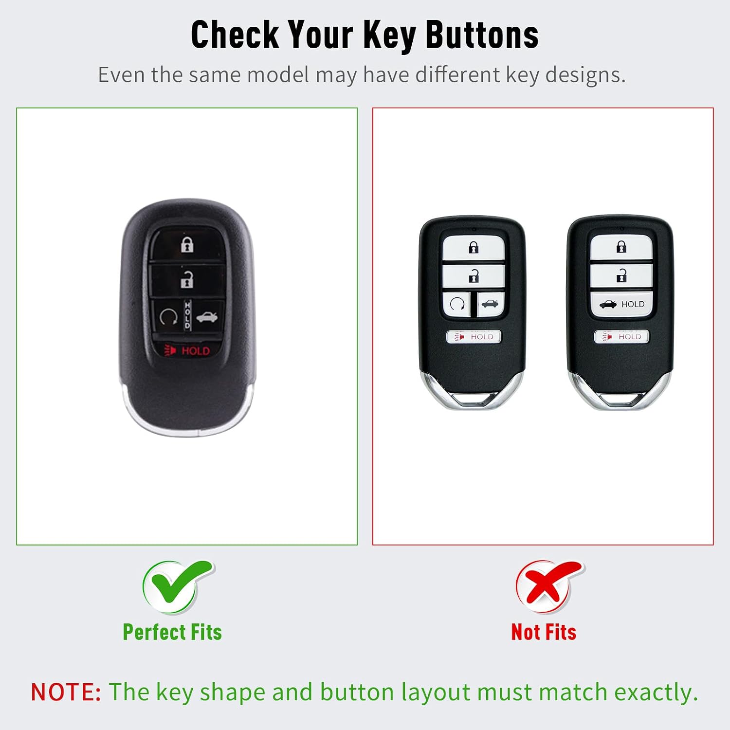 PIFOOG Black Key Fob Cover Fit for Honda Accord Civic CR-V Pilot HR-V image 2
