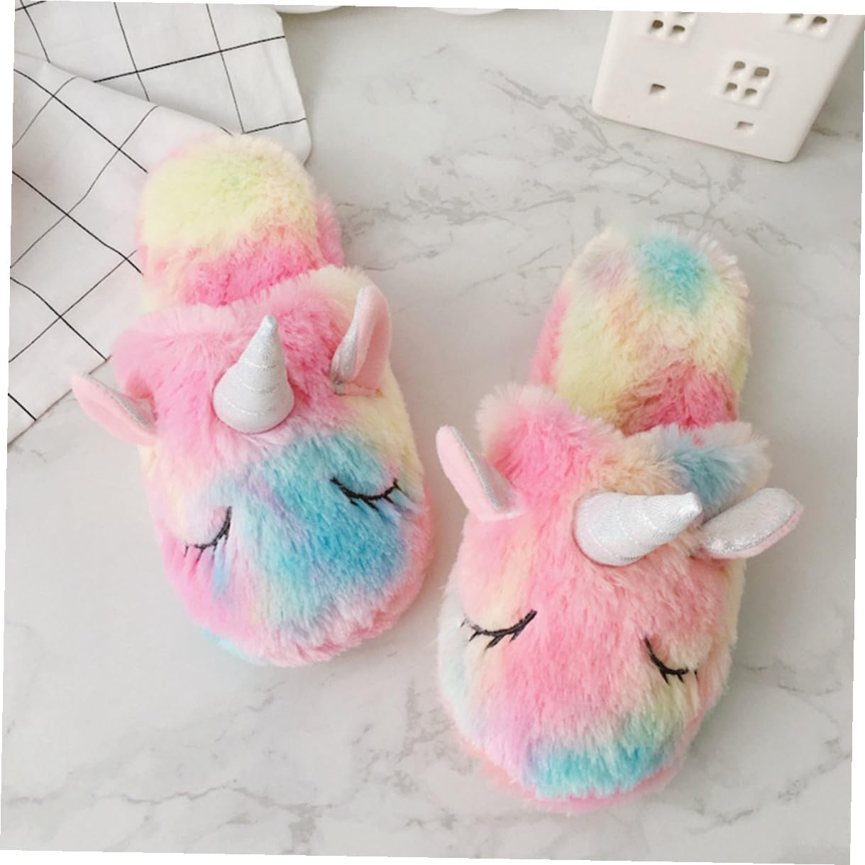 Pantofole Unicorno in Cotone Peluche Morbido Fondo Antiscivolo Calde Pantofole da Interno per e Adulti Leggere e Confortevoli per Casa e Relax Autunno Inverno