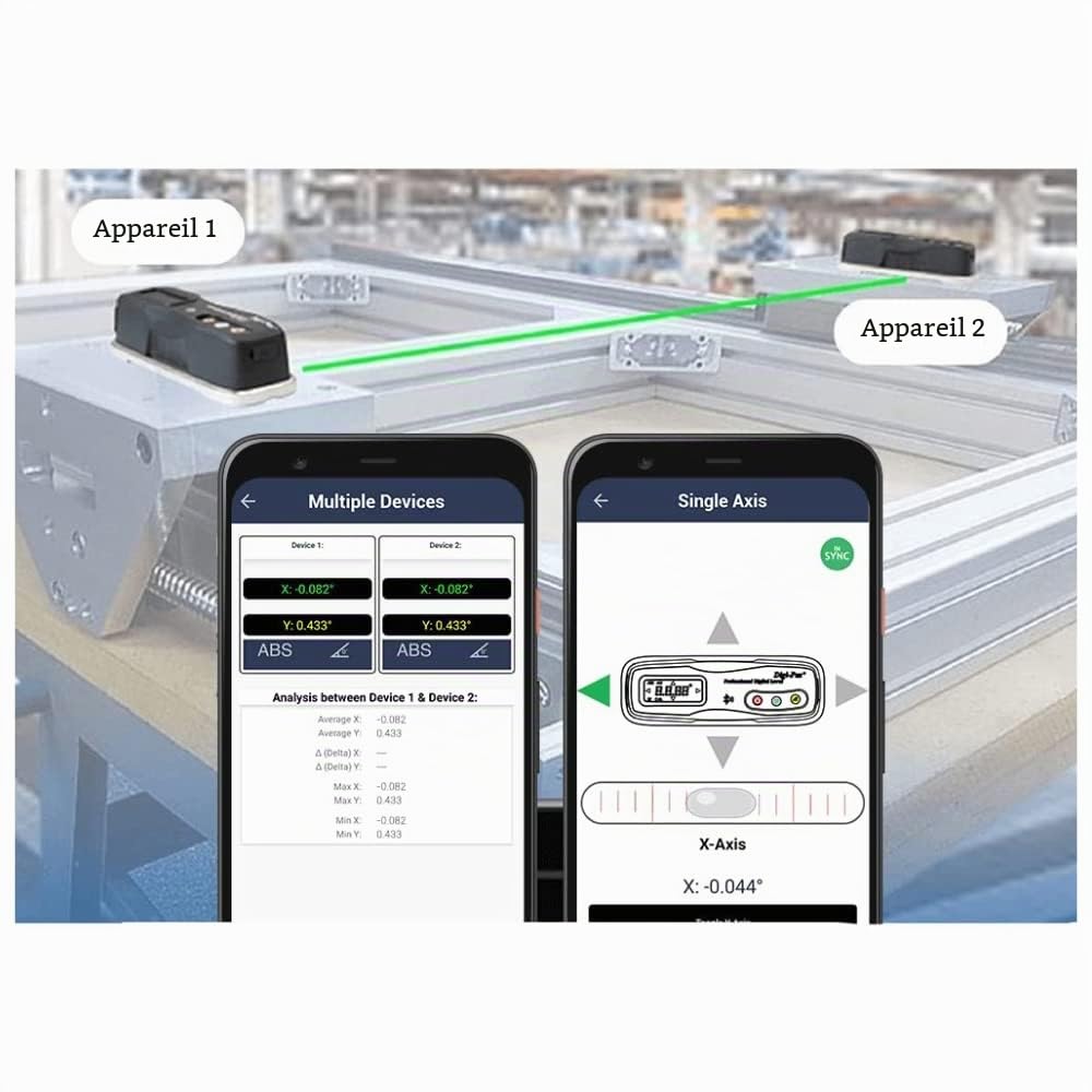 Digi-Pas DWL1300XY Niveau précis à 2 axes, Bluetooth (0,2 mm/M), 15 cm environ
