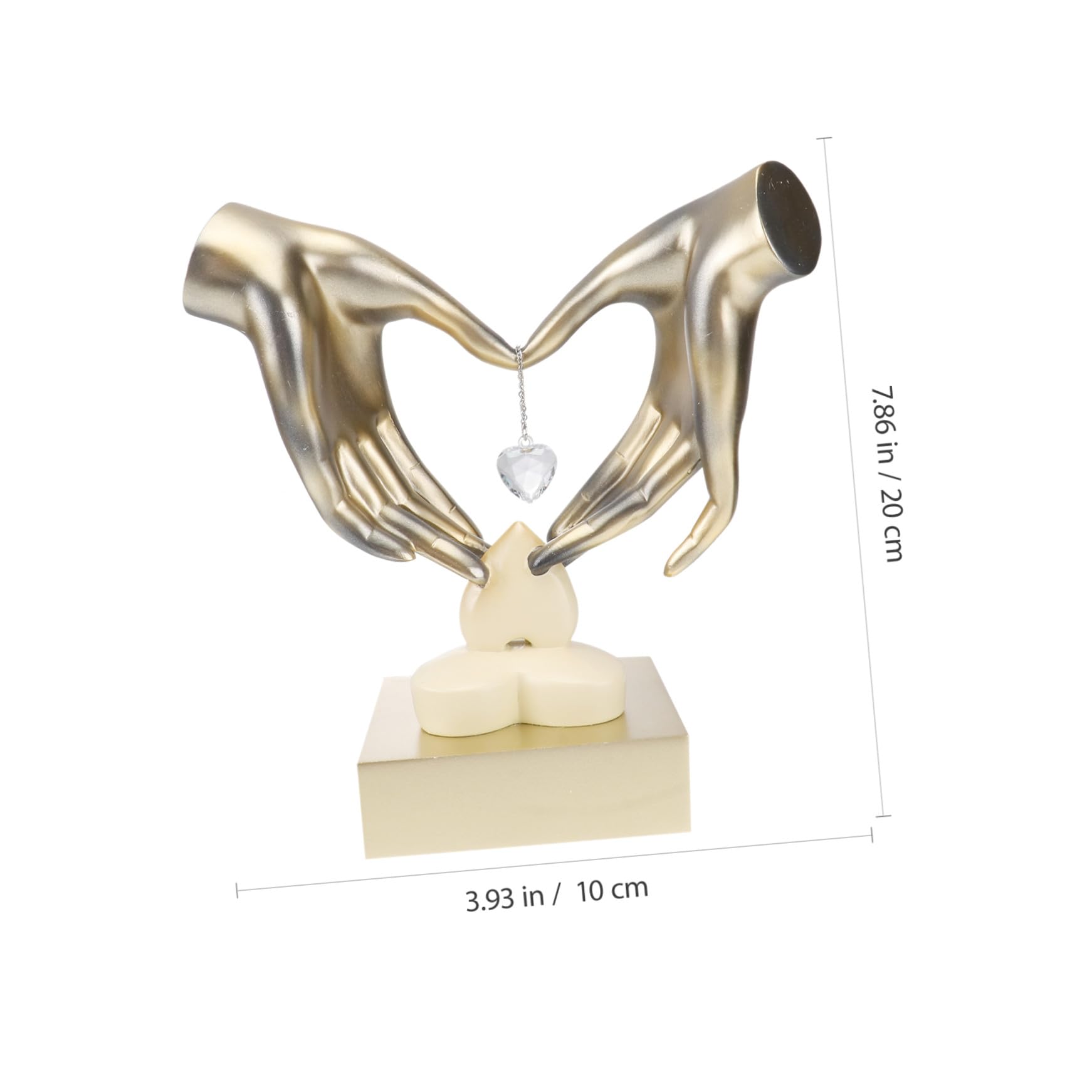 Lurrose Herzfigur aus Kunstharz Liebesstatue Paar Hände Ornament Tischdekoration Valentinstag Jubiläumsgeschenk Beige