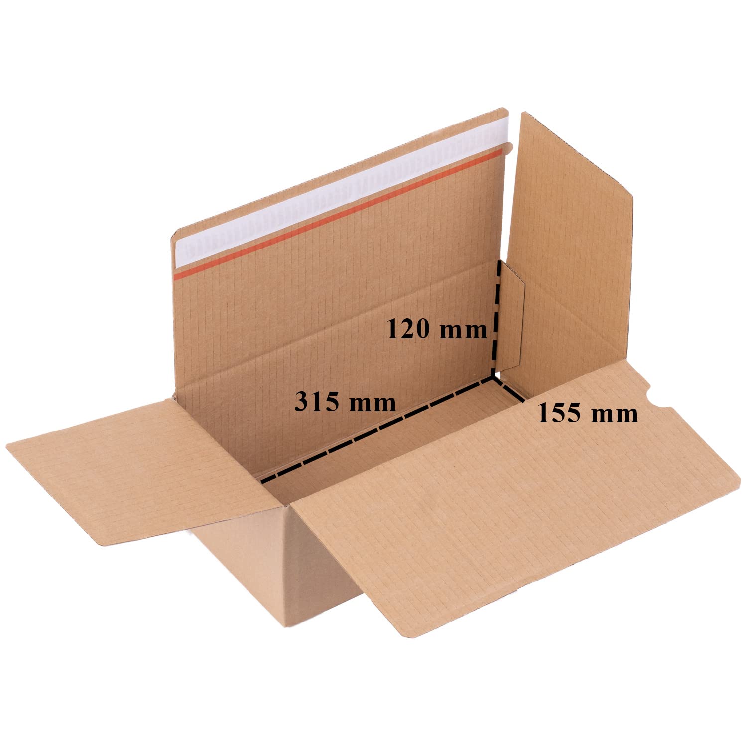 smiley pack 60 Stück Automatikboden Karton 315 x 155 x 120 mm Fix Aufrichtekarton mit Selbstklebeverschluss und Aufreißfaden Versandschachtel Versandkarton Verpackungskarton Versandbox