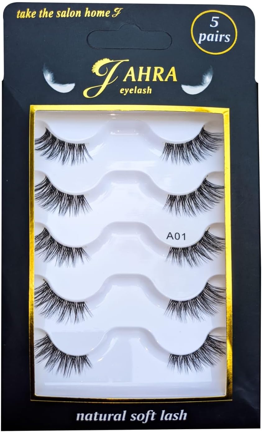 False Eyelashes Half Lashes Cat Eye Strip NaturalHalf Lashes with Clear Band Cat-Eye Eyelashes Fluffy Wispy False Eyelashes Natural Look (Lash A01)