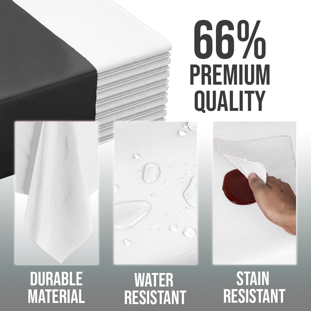 Exquisite The Case - Manteles redondos blancos a granel, paquete de 48 manteles desechables de plástico blanco de 84 pulgadas, manteles blancos de plástico para fiestas desechables