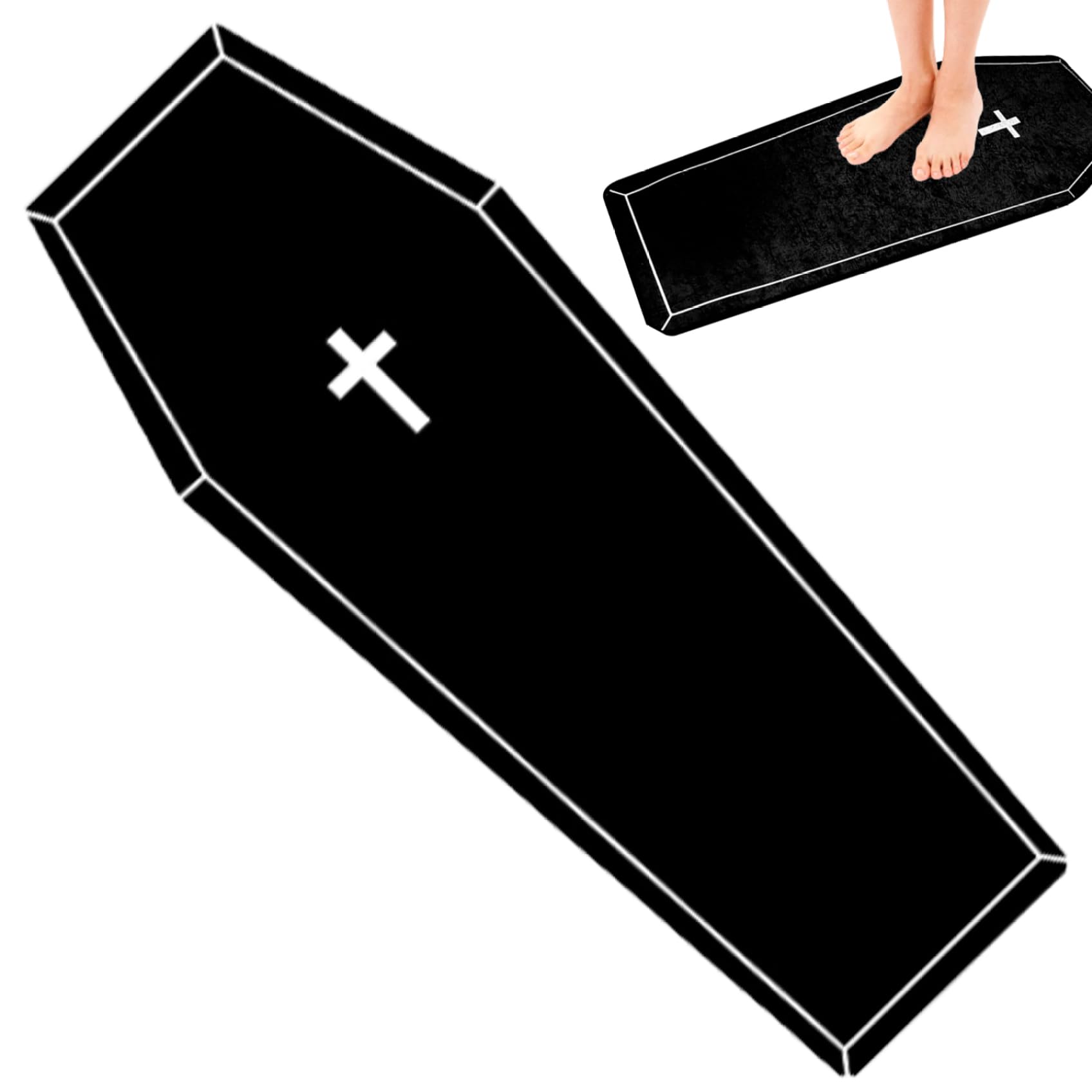 Nukinp Coffin Rug Halloween Bathroom Rug 51x19 Inch Non Slip Gothic Style Coffin Bath Mat Horror Area Rugs Spooky Decor for Living Room Bedroom Kitchen Style2