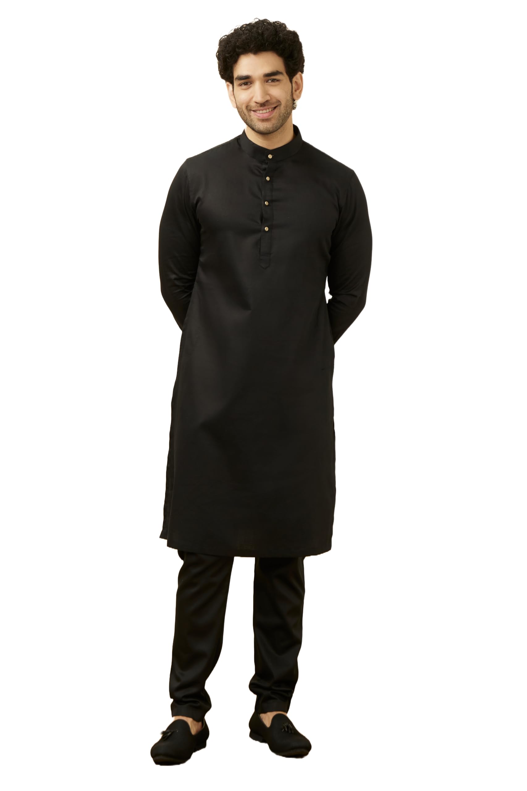 manyavar Men's Cotton Classic Bandhgala Kurta Set (2pcs)-picture-29