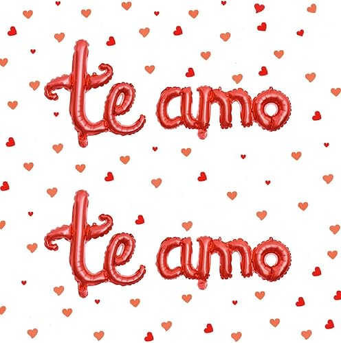 2 juegos de pancartas españolas Te Amo - Globos rojos de Te Amo para el Día de la Madre, Día del Padre, letras para España, parejas, hijo, hija,