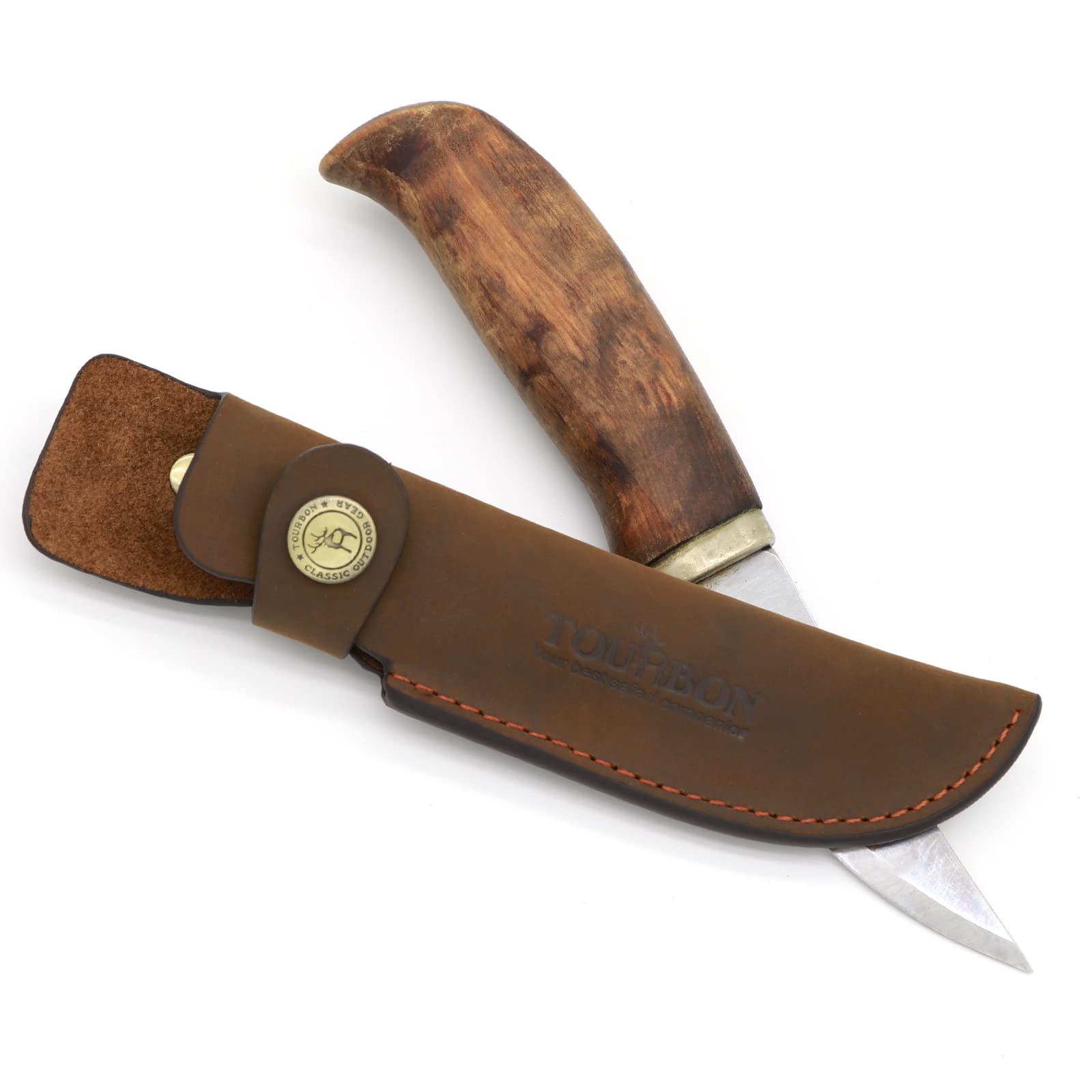 Tourbon Étui à couteaux de chasse en cuir marron foncé