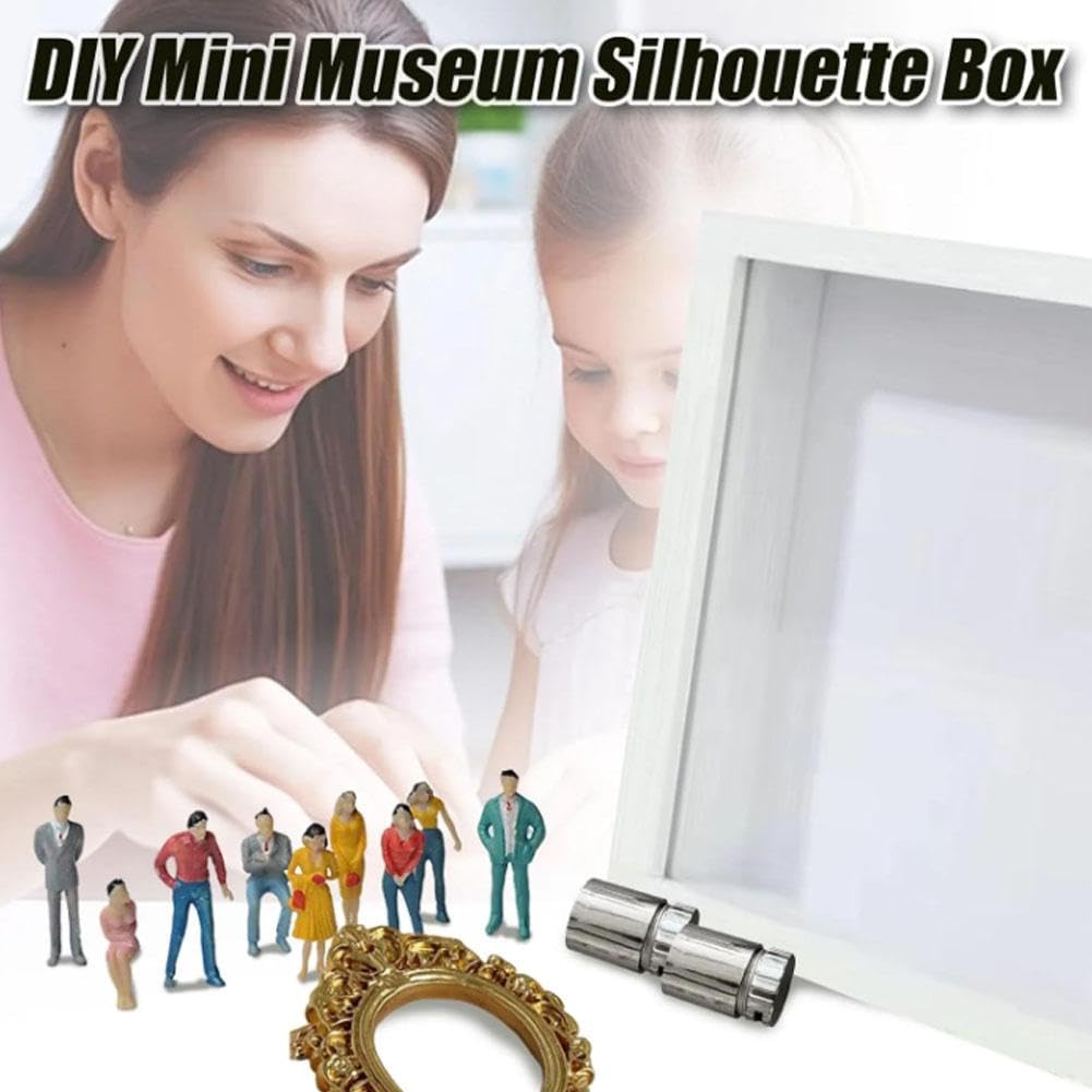 Kit Mini Museo Fai Da Te Con Cornice E Statuine, Scatola Silhouette In Legno E Resina 25x25 Cm, Per Ricordi E Anniversari