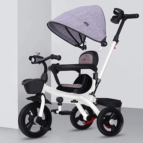 Miniatura 2 de Triciclo plegable para niños pequeños al aire libre, giratorio con altura de asiento ajustable, ruedas traseras convertibles y pedal extraíble