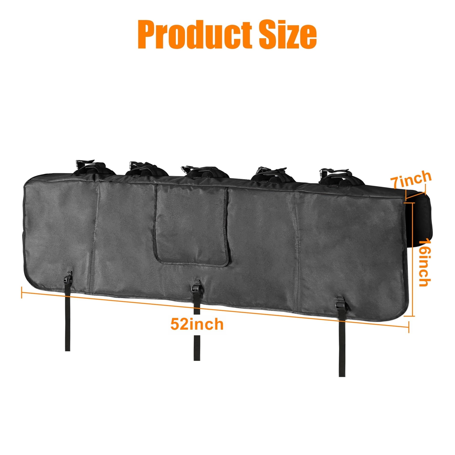 WALMANN 52" Wide Tailgate Pad for Bikes, Holds Up to 5 Bikes Pickup Truck Tailgate Bike Pad with 2 Tool Pockets