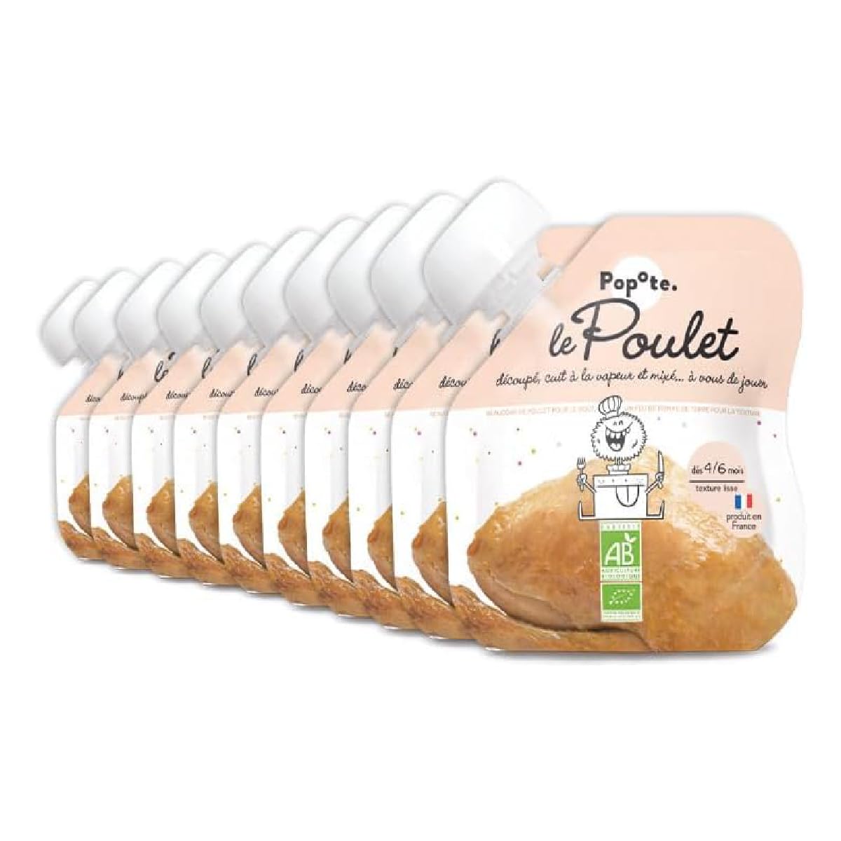POPOTE – Purée Poulet Pomme de Terre Bio Bébé 60 g – Dès 4/6 mois – Gourde Individuelle – Diversification Alimentaire Bébé - Texture Lisse – Format Pratique à Emporter – Pack Familial 10 x 60 g
