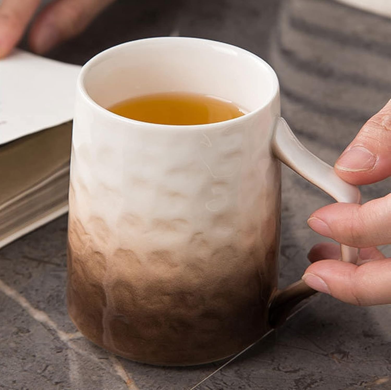 Zestaw filiżanek do espresso, kubki do kawy, herbata porcelanowa dla dorosłych 1 czajniczek 6 Nordic Service dla osób do użytku domowego i biurowego Prezent(Brown)