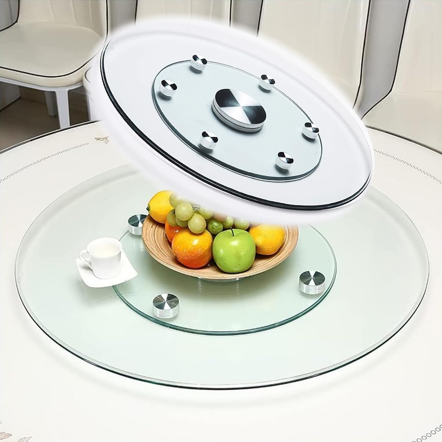 Lazy Susan plateau tournant pour repas de famille convivial et grand centre de table