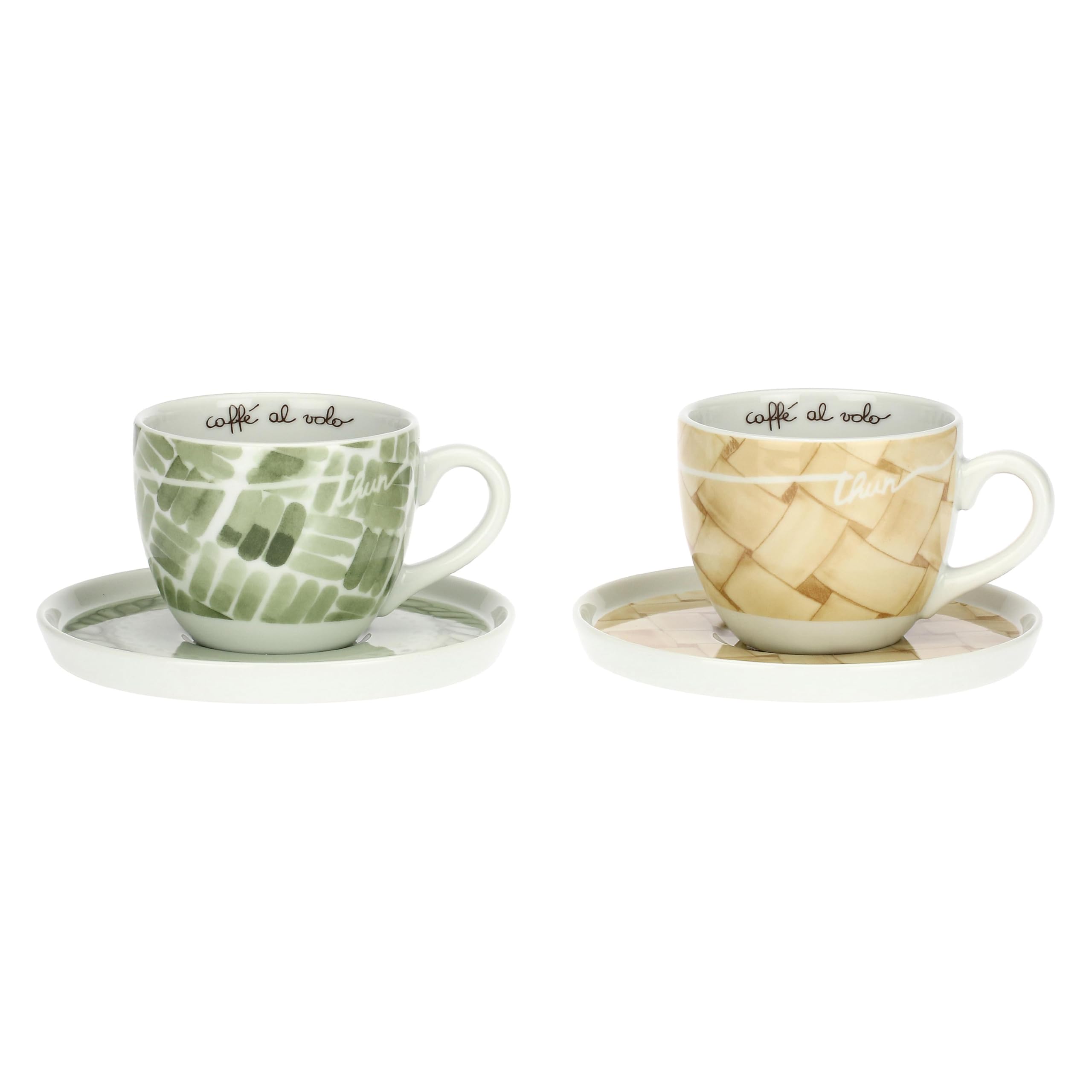 THUN Set of 2 Breakfast Cups and Saucers in Porcelain AbbracciAMI