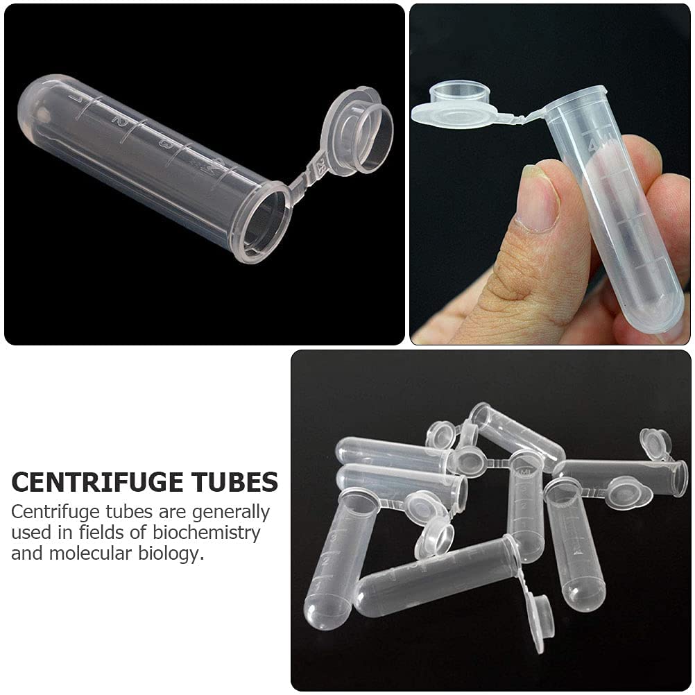 QUNINE Tubes à centrifuger de Laboratoire Scientifique de 5ml, 50 pièces, Tubes d'expérimentation à Couvercle à Pression