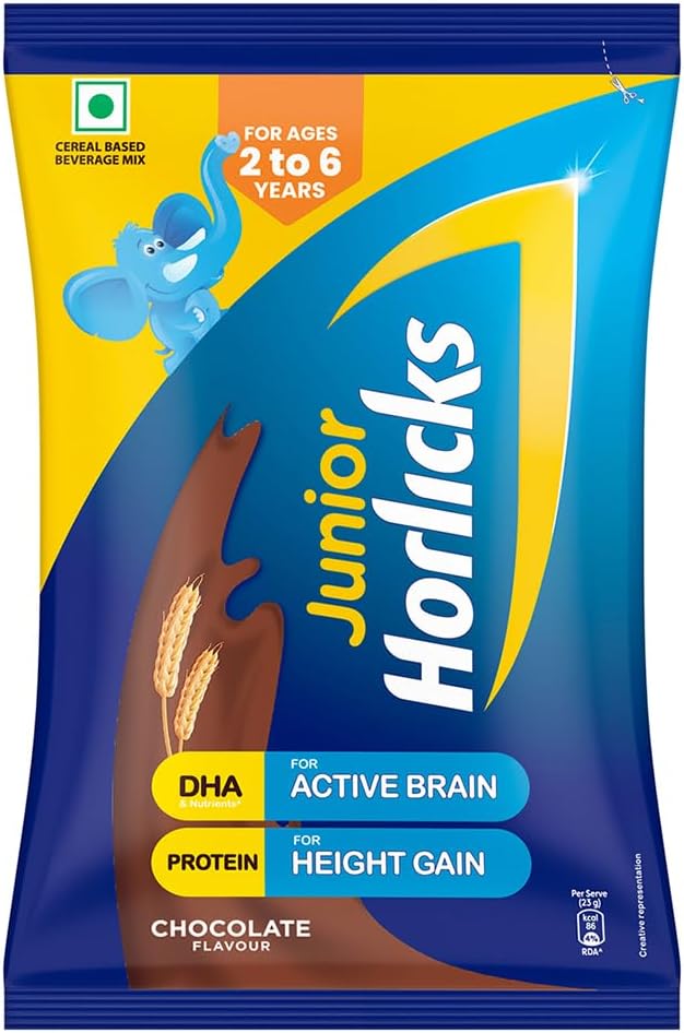 Junior Horlicks Horlicks Junior Health & Nutrition Drink Chocolate Pouch, 500 g
